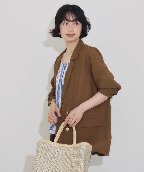 KATHARINE ROSS（キャサリンロス）の「【KATHARINE ROSS】リネン調ダブルジャケット（テーラードジャケット・レディース・ブラック/ブラウン・MEDIUM）」の18枚目の写真