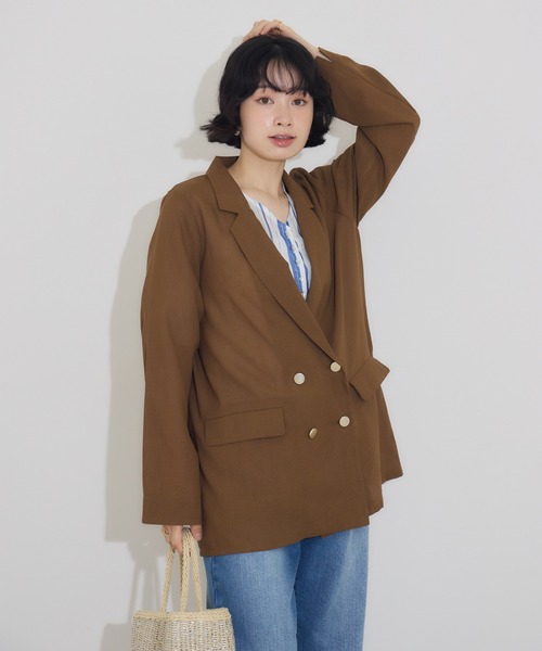 KATHARINE ROSS（キャサリンロス）の「【KATHARINE ROSS】リネン調ダブルジャケット（テーラードジャケット・レディース・ブラック/ブラウン・MEDIUM）」の19枚目の写真