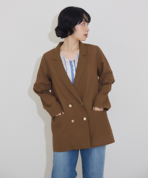 KATHARINE ROSS（キャサリンロス）の「【KATHARINE ROSS】リネン調ダブルジャケット（テーラードジャケット・レディース・ブラック/ブラウン・MEDIUM）」の20枚目の写真