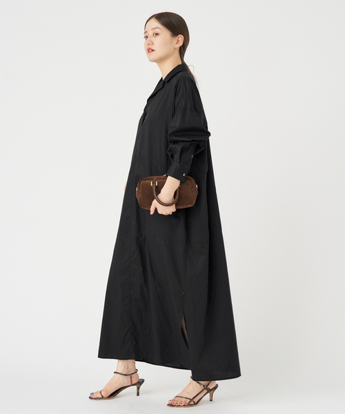 IENA（イエナ）の「《WEB限定/追加》ハイカウントツイルシャツワンピース（ワンピース・レディース・ブラック/キャメル・FREE）」の9枚目の写真