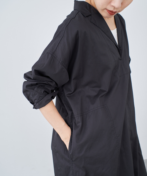 IENA（イエナ）の「《WEB限定/追加》ハイカウントツイルシャツワンピース（ワンピース・レディース・ブラック/キャメル・FREE）」の14枚目の写真