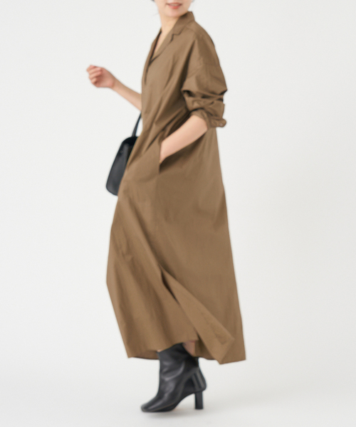 IENA（イエナ）の「《WEB限定/追加》ハイカウントツイルシャツワンピース（ワンピース・レディース・ブラック/キャメル・FREE）」の19枚目の写真
