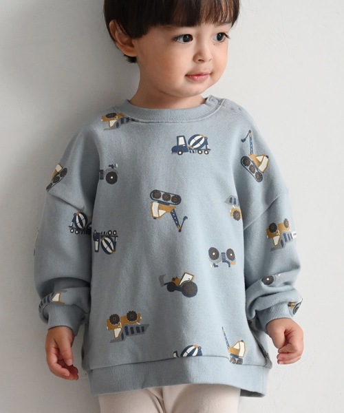 PUPPAPUPO（プッパプーポ）の「ビッグプリント スウェット トレーナー（スウェット・キッズ・ベージュ/チャコール/ブルー/アイボリー・80/90/100/110）」の4枚目の写真