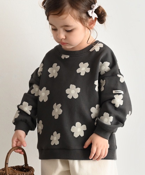 PUPPAPUPO（プッパプーポ）の「ビッグプリント スウェット トレーナー（スウェット・キッズ・ベージュ/チャコール/ブルー/アイボリー・80/90/100/110）」の3枚目の写真