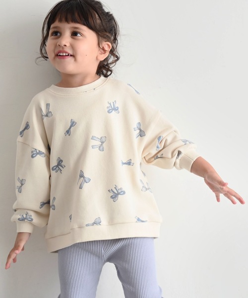 PUPPAPUPO（プッパプーポ）の「ビッグプリント スウェット トレーナー（スウェット・キッズ・ベージュ/チャコール/ブルー/アイボリー・80/90/100/110）」の2枚目の写真