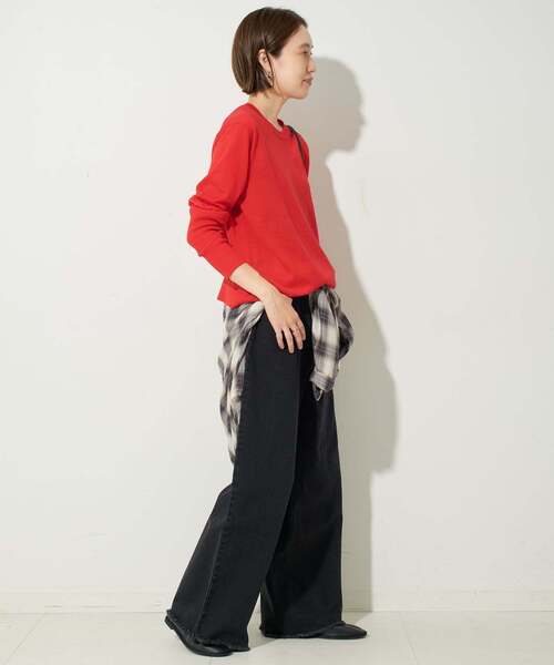 SLOBE IENA（スローブイエナ）の「《追加》ウォッシャブルプレーンニット（ニット/セーター・レディース・パープル/ブラウン/レッド/ライトグレー・FREE）」の7枚目の写真