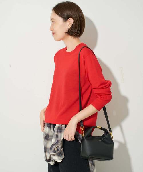 SLOBE IENA（スローブイエナ）の「《追加》ウォッシャブルプレーンニット（ニット/セーター・レディース・パープル/ブラウン/レッド/ライトグレー・FREE）」の9枚目の写真