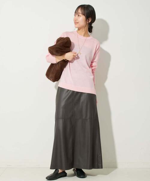 SLOBE IENA（スローブイエナ）の「《追加》ウォッシャブルプレーンニット（ニット/セーター・レディース・パープル/ブラウン/レッド/ライトグレー・FREE）」の13枚目の写真