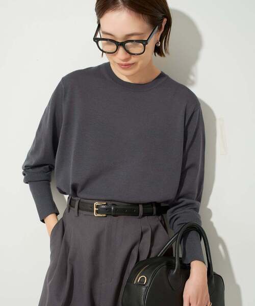 SLOBE IENA（スローブイエナ）の「《追加》ウォッシャブルプレーンニット（ニット/セーター・レディース・パープル/ブラウン/レッド/ライトグレー・FREE）」の11枚目の写真