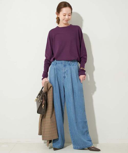 SLOBE IENA（スローブイエナ）の「《追加》ウォッシャブルプレーンニット（ニット/セーター・レディース・パープル/ブラウン/レッド/ライトグレー・FREE）」の21枚目の写真