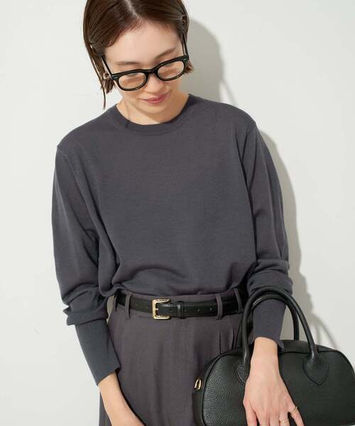 SLOBE IENA（スローブイエナ）の「《追加》ウォッシャブルプレーンニット（ニット/セーター・レディース・パープル/ブラウン/レッド/ライトグレー・FREE）」の18枚目の写真