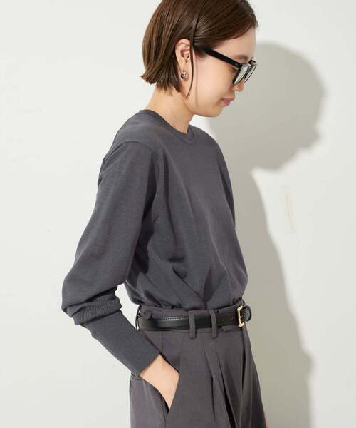 SLOBE IENA（スローブイエナ）の「《追加》ウォッシャブルプレーンニット（ニット/セーター・レディース・パープル/ブラウン/レッド/ライトグレー・FREE）」の14枚目の写真