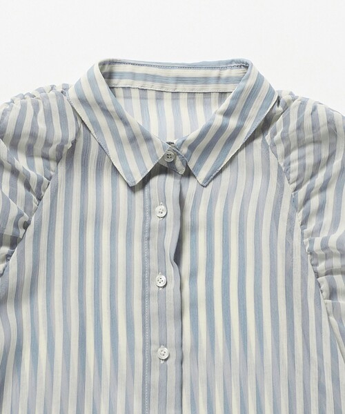 EMMEL REFINES（エメルリファインズ）の「＜EMMEL REFINES＞EM シアーストライプ ソデギャザー ブラウス（シャツ/ブラウス・レディース・ライトグレー/ライトブルー・FREE）」の20枚目の写真