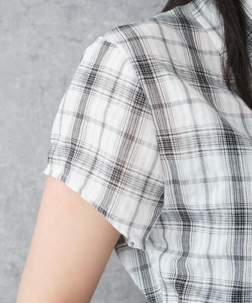 WEGO(ウィゴー)の「WEGO/サイドドロストチェックシャツ(シャツ/ブラウス・レディース・ホワイト/ブラック・FREE)」の8枚目の写真