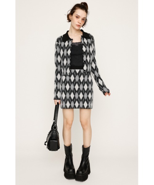 SLY（スライ）の「ARGYLE CHECK HG S/SK アーガイルチェック ハイゲージレッグ ミニスカート 秋服（スカート・レディース・ブルー/グレー/ブラック・FREE）」の4枚目の写真