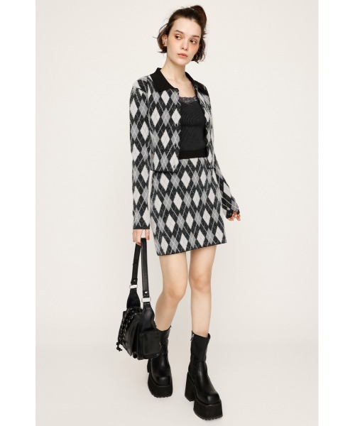 SLY（スライ）の「ARGYLE CHECK HG S/SK アーガイルチェック ハイゲージレッグ ミニスカート 秋服（スカート・レディース・ブルー/グレー/ブラック・FREE）」の5枚目の写真