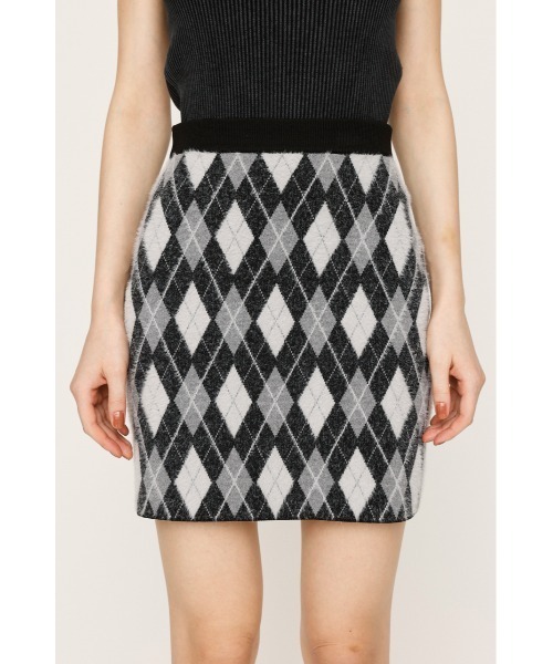 SLY（スライ）の「ARGYLE CHECK HG S/SK アーガイルチェック ハイゲージレッグ ミニスカート 秋服（スカート・レディース・ブルー/グレー/ブラック・FREE）」の6枚目の写真