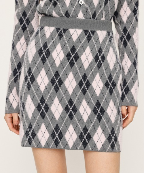 SLY（スライ）の「ARGYLE CHECK HG S/SK アーガイルチェック ハイゲージレッグ ミニスカート 秋服（スカート・レディース・ブルー/グレー/ブラック・FREE）」の7枚目の写真