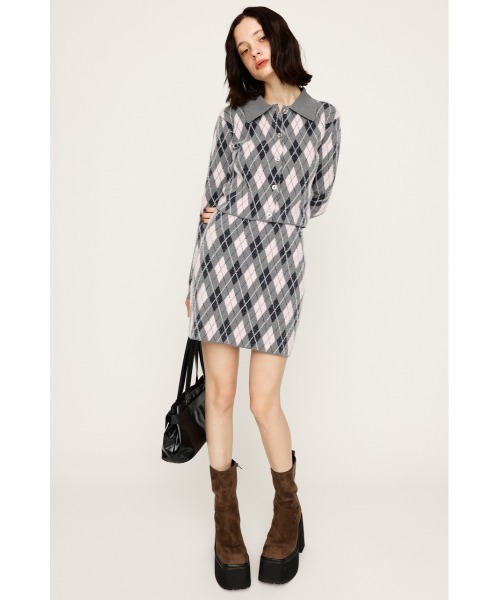 SLY（スライ）の「ARGYLE CHECK HG S/SK アーガイルチェック ハイゲージレッグ ミニスカート 秋服（スカート・レディース・ブルー/グレー/ブラック・FREE）」の8枚目の写真
