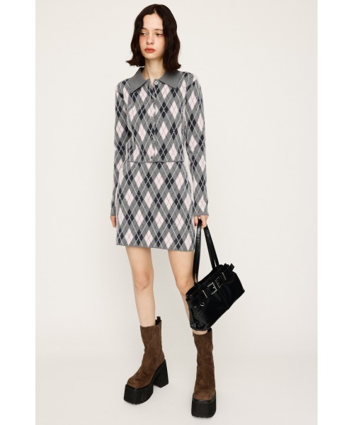 SLY（スライ）の「ARGYLE CHECK HG S/SK アーガイルチェック ハイゲージレッグ ミニスカート 秋服（スカート・レディース・ブルー/グレー/ブラック・FREE）」の9枚目の写真