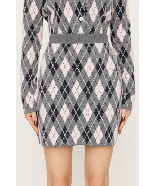 SLY（スライ）の「ARGYLE CHECK HG S/SK アーガイルチェック ハイゲージレッグ ミニスカート 秋服（スカート・レディース・ブルー/グレー/ブラック・FREE）」の10枚目の写真