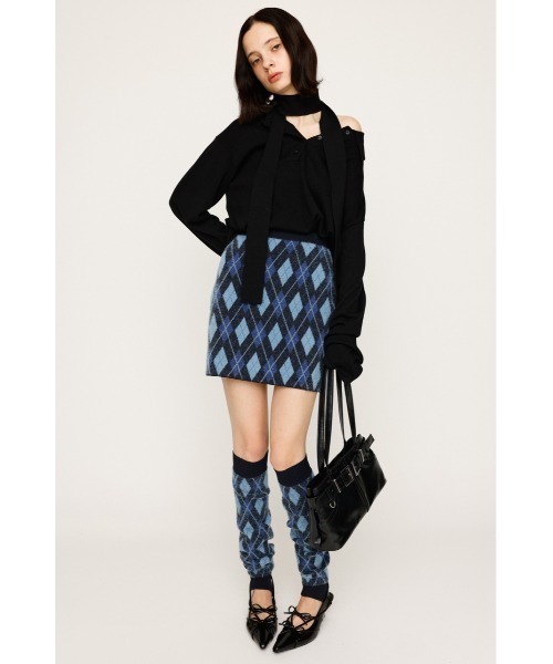 SLY（スライ）の「ARGYLE CHECK HG S/SK アーガイルチェック ハイゲージレッグ ミニスカート 秋服（スカート・レディース・ブルー/グレー/ブラック・FREE）」の15枚目の写真