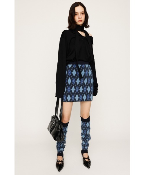 SLY（スライ）の「ARGYLE CHECK HG S/SK アーガイルチェック ハイゲージレッグ ミニスカート 秋服（スカート・レディース・ブルー/グレー/ブラック・FREE）」の16枚目の写真