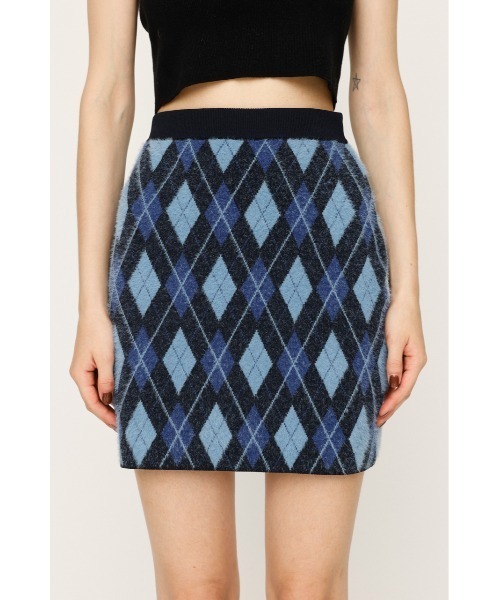 SLY（スライ）の「ARGYLE CHECK HG S/SK アーガイルチェック ハイゲージレッグ ミニスカート 秋服（スカート・レディース・ブルー/グレー/ブラック・FREE）」の17枚目の写真