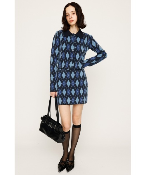 SLY（スライ）の「ARGYLE CHECK HG S/SK アーガイルチェック ハイゲージレッグ ミニスカート 秋服（スカート・レディース・ブルー/グレー/ブラック・FREE）」の18枚目の写真