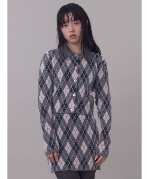 SLY（スライ）の「ARGYLE CHECK HG S/SK アーガイルチェック ハイゲージレッグ ミニスカート 秋服（スカート・レディース・ブルー/グレー/ブラック・FREE）」の20枚目の写真