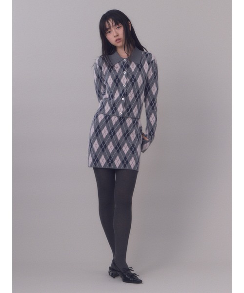 SLY（スライ）の「ARGYLE CHECK HG S/SK アーガイルチェック ハイゲージレッグ ミニスカート 秋服（スカート・レディース・ブルー/グレー/ブラック・FREE）」の19枚目の写真
