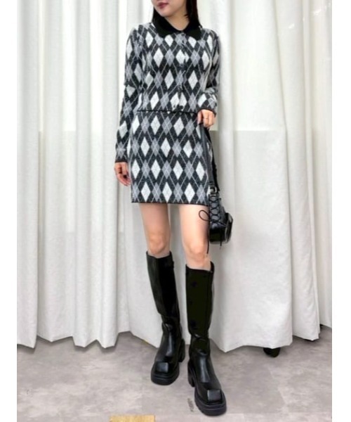 SLY（スライ）の「ARGYLE CHECK HG S/SK アーガイルチェック ハイゲージレッグ ミニスカート 秋服（スカート・レディース・ブルー/グレー/ブラック・FREE）」の21枚目の写真