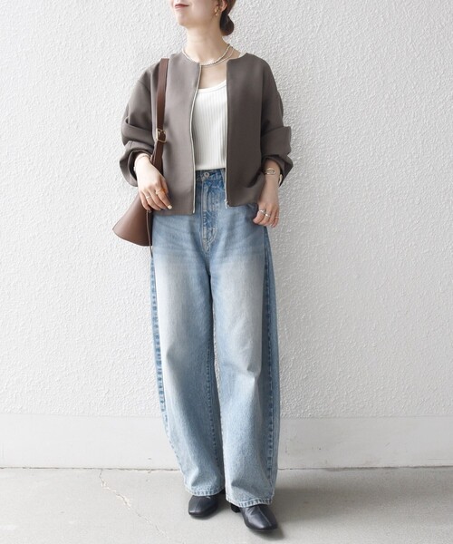 SHIPS any:〈洗濯機可能〉ダブルクロス ノーカラー ジップ