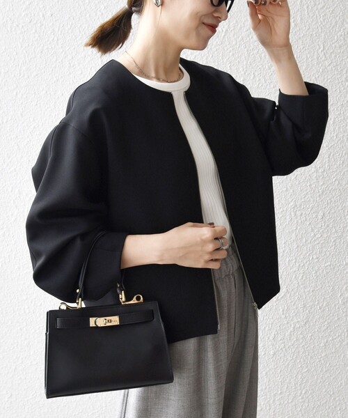 SHIPS any:〈洗濯機可能〉ダブルクロス ノーカラー ジップ