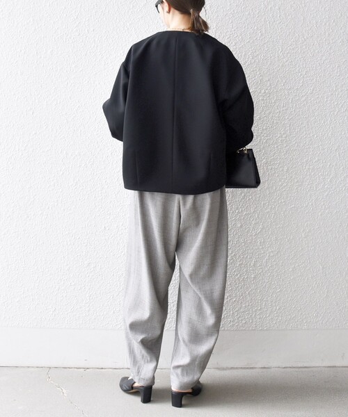 SHIPS any:〈洗濯機可能〉ダブルクロス ノーカラー ジップ ブルゾン