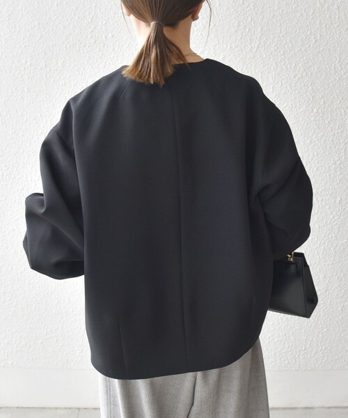 SHIPS any:〈洗濯機可能〉ダブルクロス ノーカラー ジップ ブルゾン