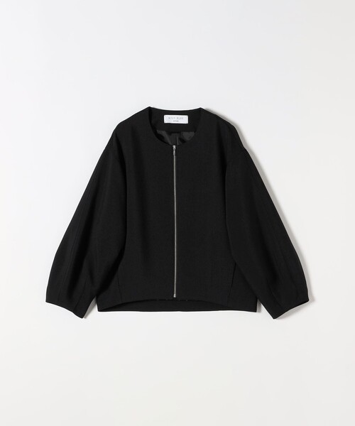 【新品未使用】SHIPS anyダブルクロスノーカラージップブルゾン黒 SHIPS any:〈洗濯機可能〉ダブルクロス ノーカラー ジップ ブルゾン