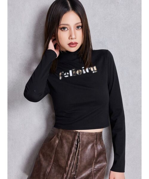 GYDA(ジェイダ)の「Felicity MIX material patchトップス(Tシャツ/カットソー・レディース・オフホワイト/ブラック・FREE)」の2枚目の写真