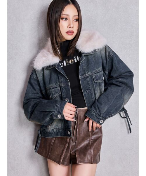 GYDA(ジェイダ)の「Felicity MIX material patchトップス(Tシャツ/カットソー・レディース・オフホワイト/ブラック・FREE)」の4枚目の写真