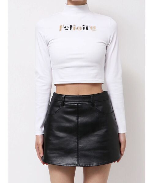 GYDA(ジェイダ)の「Felicity MIX material patchトップス(Tシャツ/カットソー・レディース・オフホワイト/ブラック・FREE)」の1枚目の写真