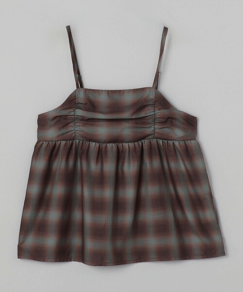 coen（コーエン）の「シアーオンブレチェックギャザーキャミソール（キャミソール・レディース・ネイビー/オフホワイト/ブラウン・FREE）」の18枚目の写真