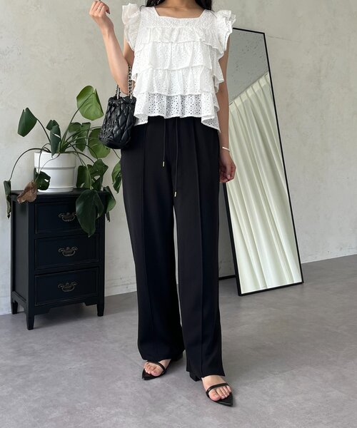 prose verse（プロズヴェール）の「サイドスリットピンタックイージーパンツ（その他パンツ・レディース・ブラック・PL/PM/LARGE/MEDIUM/TL/TM）」の7枚目の写真