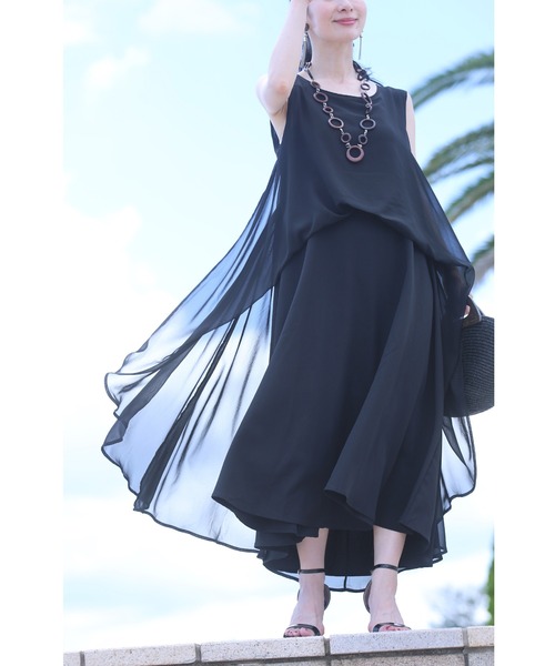 cawaii(カワイイ)の「涼しく快適 ふわんピ(ワンピース・レディース・レッド/ブラック/ブルー・L~LL/S~M)」の2枚目の写真
