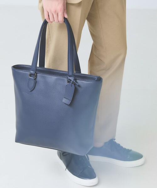 訳あり未使用品✨ABAHOUSE✨トートバッグ✨本革✨シボ革✨グレー✨ビジネス ABAHOUSE｜【WEB別注】シボレザー 縦型 2WAY トートバッグ / 15.0