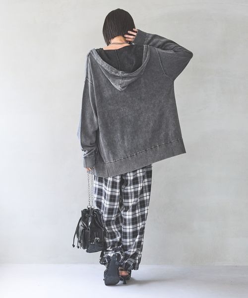 PAGEBOY（ページボーイ）の「イージーグランパンツ 【ドロスト＆ワイドの２WAY仕様】（スウェットパンツ・レディース・ブラック/ブラウン・FREE）」の7枚目の写真