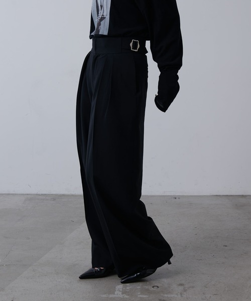 サイドベルトワイドパンツ（スラックス）｜Lui's（ルイス）の