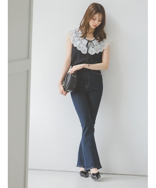 SNIDEL ハイウエストフレアデニムパンツ スナイデル 新品 未使用 タグ付き STYLEUPPANTS】ハイウエストフレア（その他パンツ）｜SNIDEL