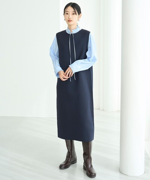 UNFILO（アンフィーロ）の「BEAUTY FORM KNIT スリーブレス ワンピース（ワンピース・レディース・ネイビー系/ベージュ系/ブラック系・SMALL/MEDIUM）」の4枚目の写真