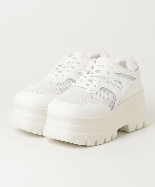 LOVEHUNTER(ラブハンター)の「LOVEHUNTER/+8cm 軽量厚底 トリプルソール スクエアメッシュスニーカー(2251)(スニーカー・レディース・シルバー/ブラック/ホワイト・SS/S/M/L/LL/3L)」の6枚目の写真