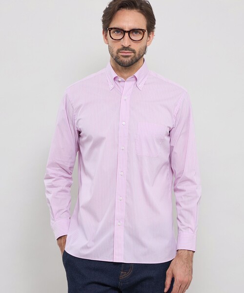 MACKINTOSH LONDON（マッキントッシュ ロンドン）の「ストレッチタイプライターストライプボタンダウンシャツ（シャツ/ブラウス・メンズ・パープル/オレンジ/グレー系その他・XL/L/M）」の2枚目の写真